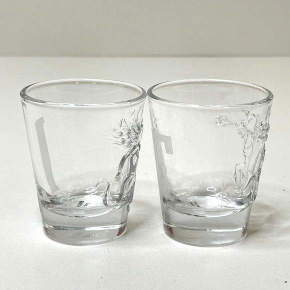 2 PCS Clear Round Shot Fireball Letters L F Whisky Etched Raised 3D Dragon Logo - Picture 4 of 6
